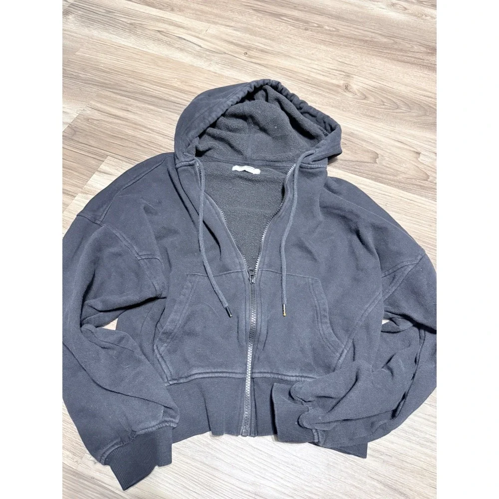 Old Navy SoComfy Kids XS Black Full Zip Hoodie Fleece Sweatshirt Classic Length